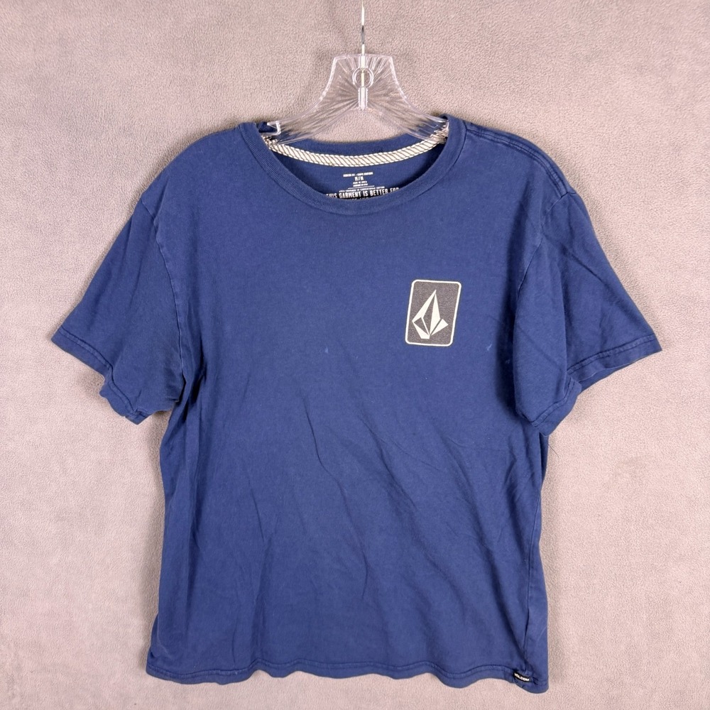Vintage Y2K Volcom Mens Shirt Size M Graphic‎ Tee Skate Surf Blue Spellout